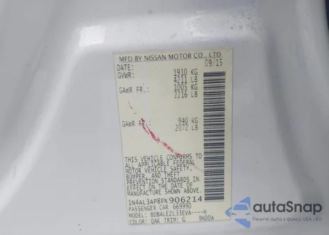 2015 Nissan Altima 2.5 S from USA, damaged, VIN 1N4AL3AP8FN906214